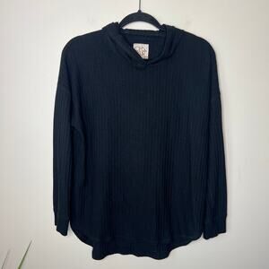 Chaser Women's Black Thermal Hooded Long‎ Sleeve Top Size Medium
